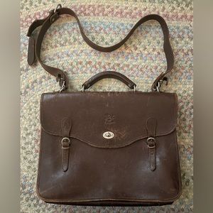 Il Bisonte Naturally Distressed Brown Leather Messenger Briefcase Bag